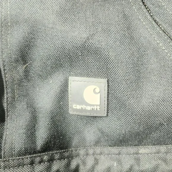 Carhartt Dungarees Adult 46x32 Black Overalls Quilted Duck Bib Double Knee Mens - Picture 2 of 15